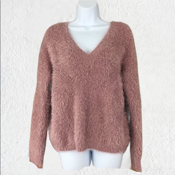 Pink Rose | Sweaters | Pink Rose Fuzzy Vneck Sweater Blush Pink M | Poshmark